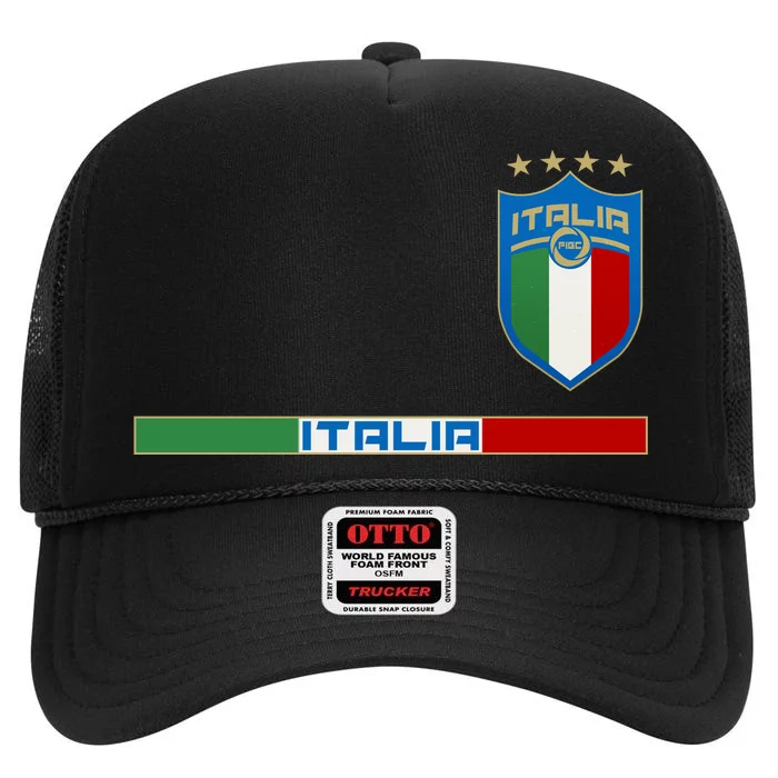 Soccer Team Championship Italia Italy Logo High Crown Mesh Trucker Hat