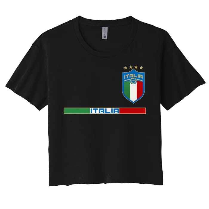 Soccer Team Championship Italia Italy Logo Women's Crop Top Tee