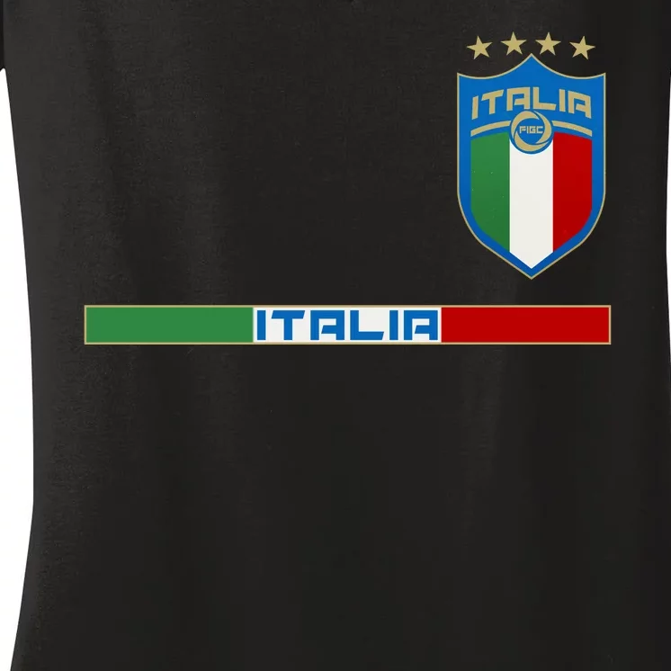 Soccer Team Championship Italia Italy Logo Women's V-Neck T-Shirt