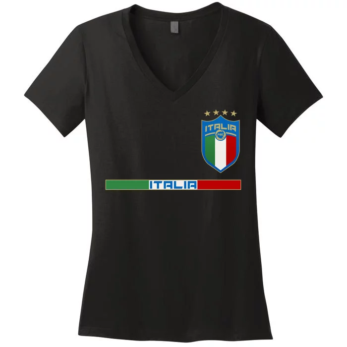 Soccer Team Championship Italia Italy Logo Women's V-Neck T-Shirt