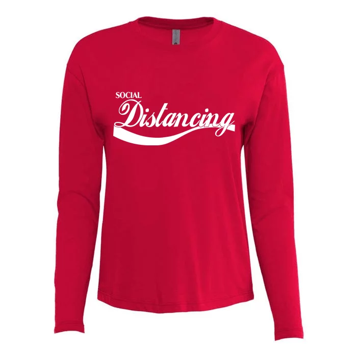 Social Distancing Cola Logo Womens Cotton Relaxed Long Sleeve T-Shirt