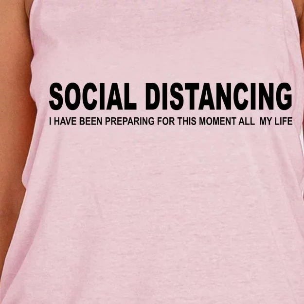 Social Distancing Funny Flu Virus Women's Knotted Racerback Tank