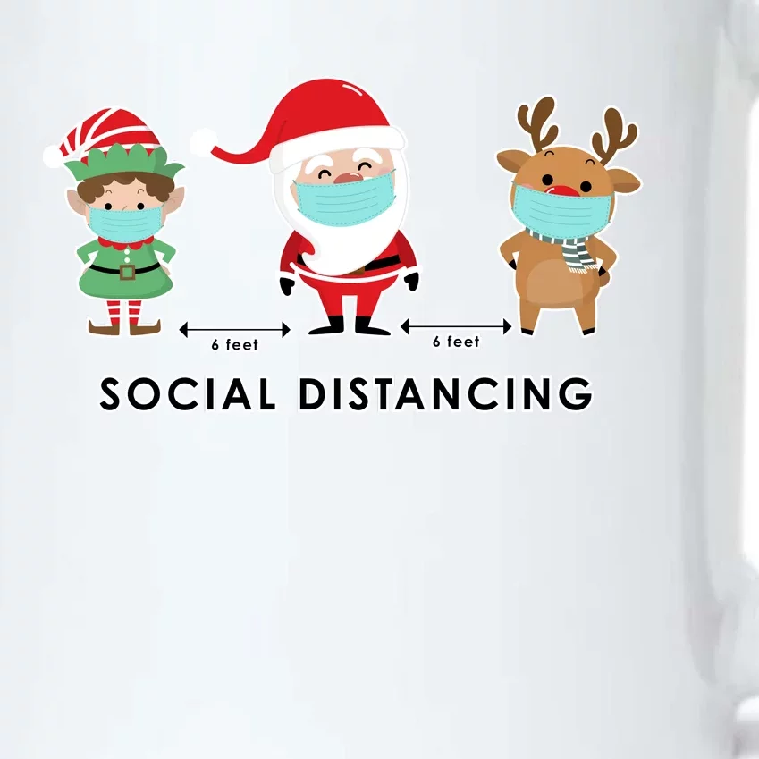 Social Distancing Funny Santa Claus Reindeer Elf Christmas Black Color Changing Mug