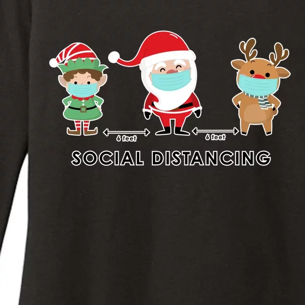 Social Distancing Funny Santa Claus Reindeer Elf Christmas Womens CVC Long Sleeve Shirt