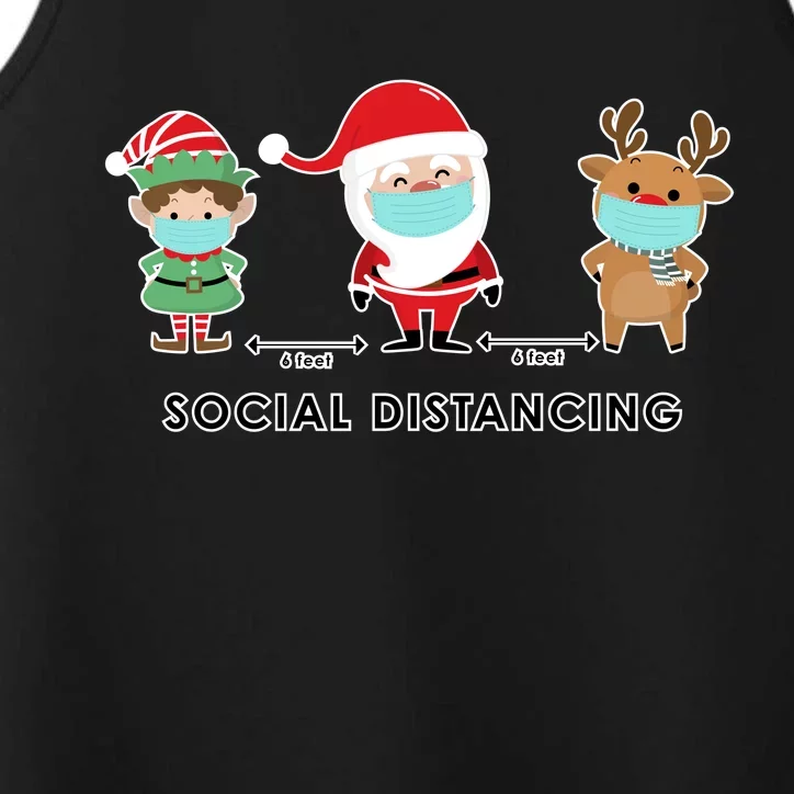 Social Distancing Funny Santa Claus Reindeer Elf Christmas Performance Tank