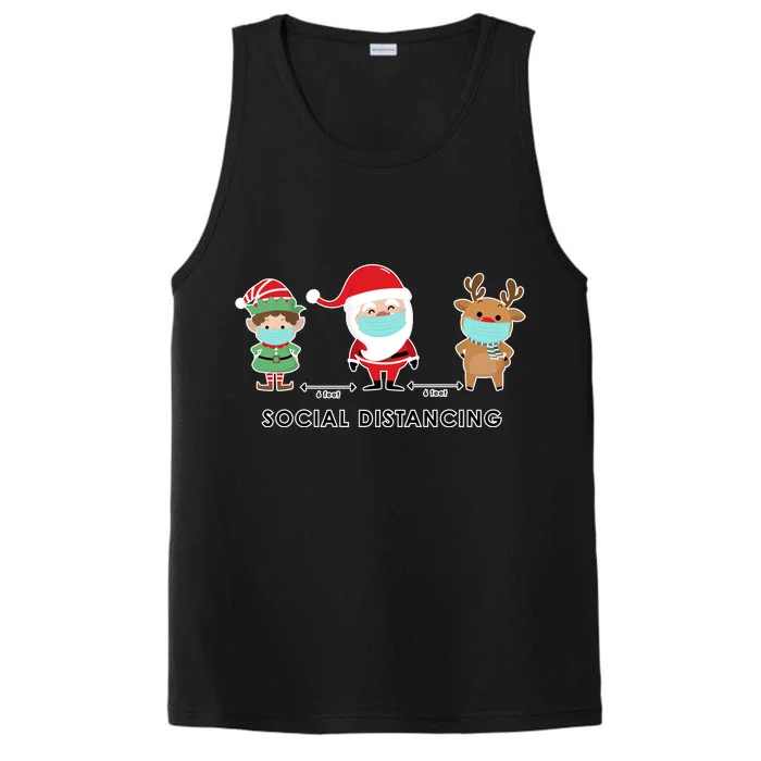 Social Distancing Funny Santa Claus Reindeer Elf Christmas Performance Tank