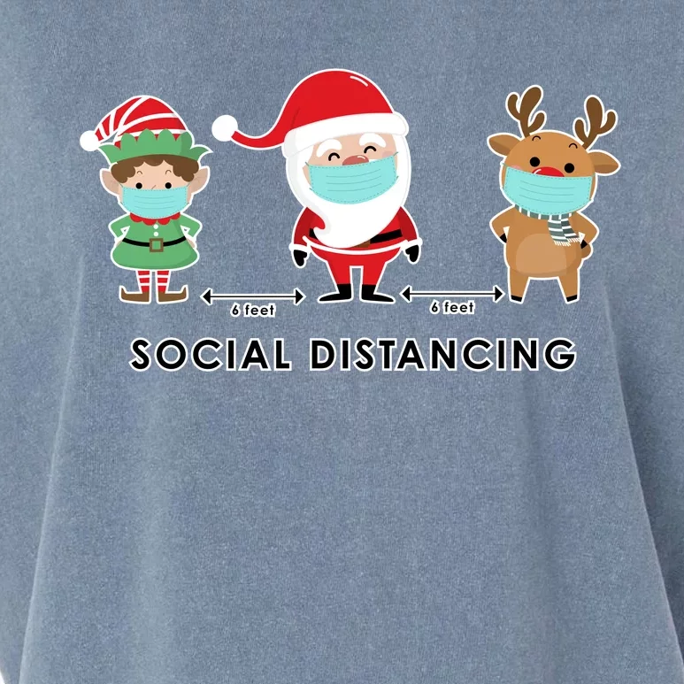 Social Distancing Funny Santa Claus Reindeer Elf Christmas Garment-Dyed Women's Muscle Tee