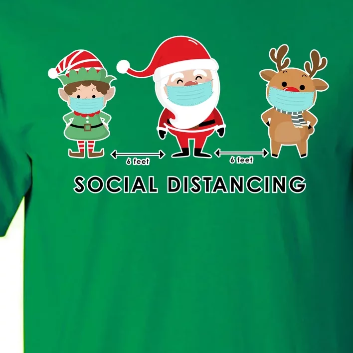 Social Distancing Funny Santa Claus Reindeer Elf Christmas Tall T-Shirt