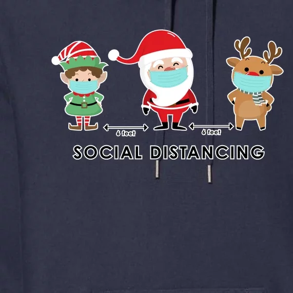 Social Distancing Funny Santa Claus Reindeer Elf Christmas Premium Hoodie