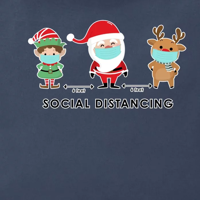 Social Distancing Funny Santa Claus Reindeer Elf Christmas Zip Tote Bag