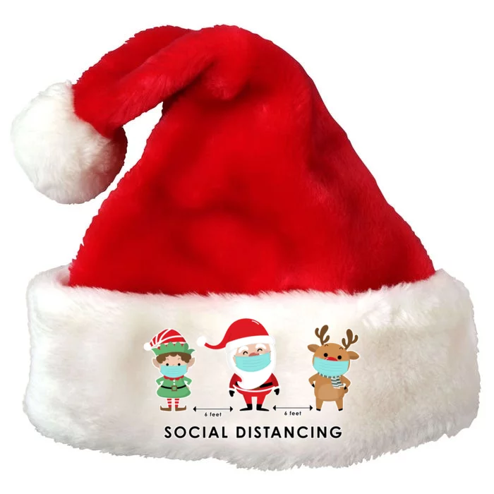 Social Distancing Funny Santa Claus Reindeer Elf Christmas Premium Christmas Santa Hat