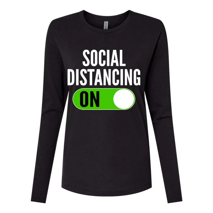 Social Distancing On Button Womens Cotton Relaxed Long Sleeve T-Shirt