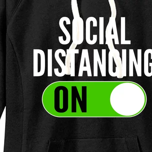 Social Distancing On Button Women's Fleece Hoodie