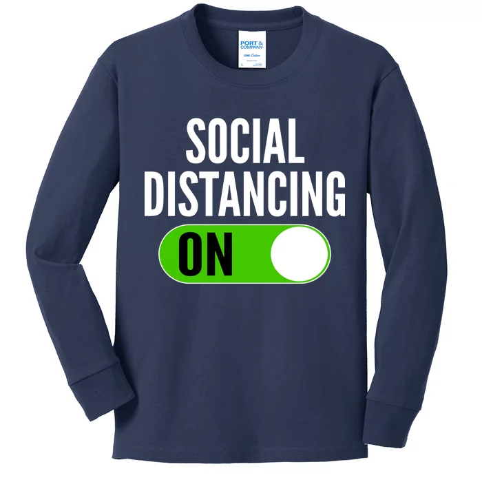 Social Distancing On Button Kids Long Sleeve Shirt