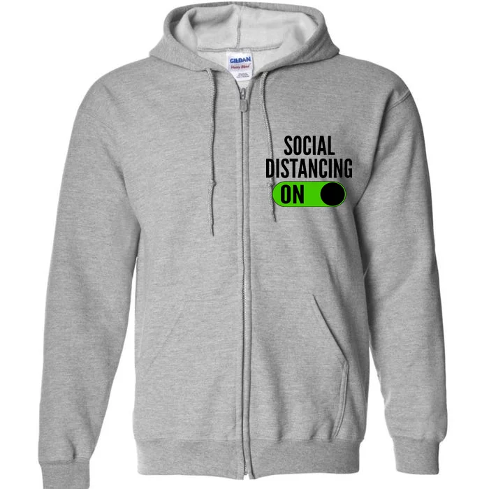 Social Distancing On Button Full Zip Hoodie