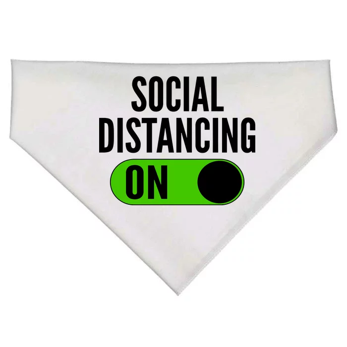 Social Distancing On Button USA-Made Doggie Bandana