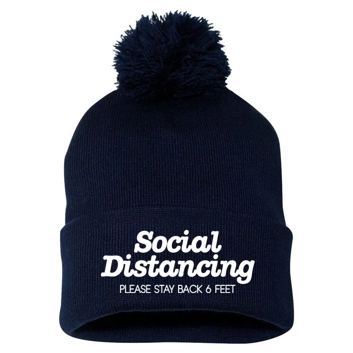 Social Distancing Please Stay Back 6 Feet Pom Pom 12in Knit Beanie