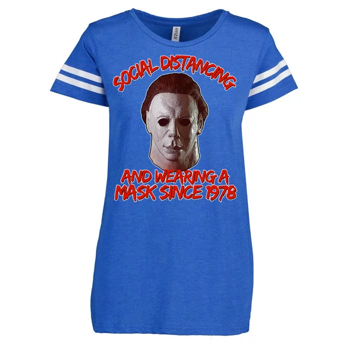 Social Distancing Wearing A Mask Since 1978 Halloween Enza Ladies Jersey Football T-Shirt