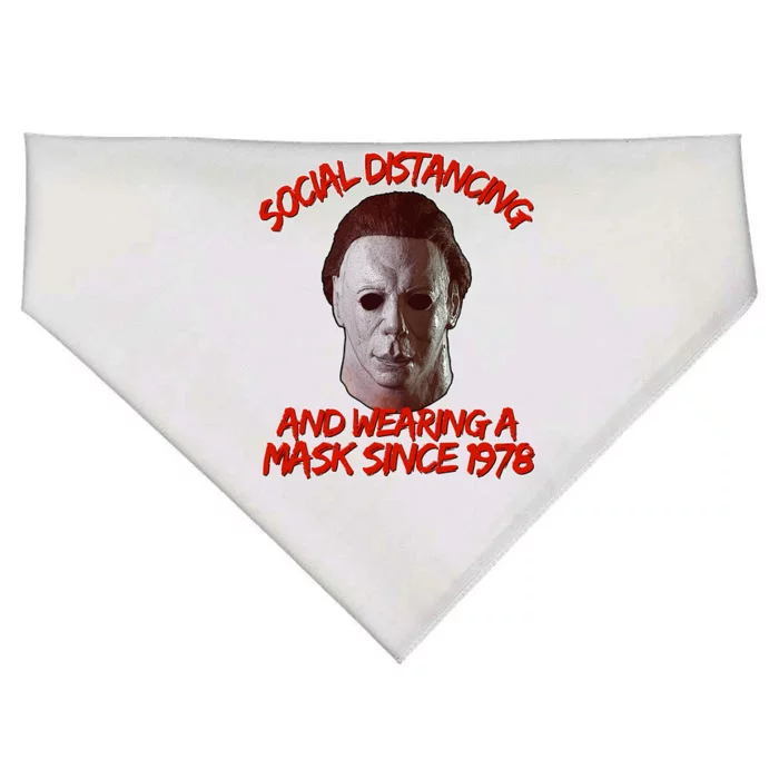 Social Distancing Wearing A Mask Since 1978 Halloween USA-Made Doggie Bandana