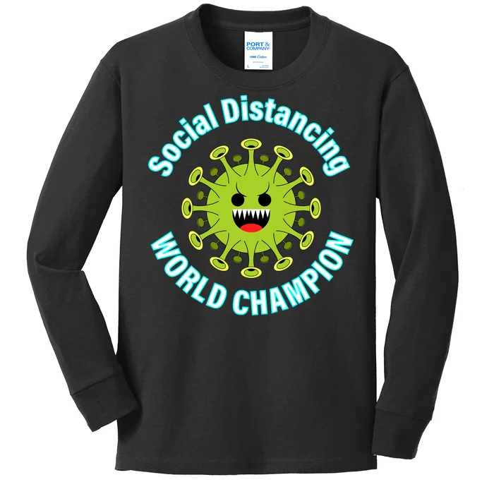 Social Distancing World Champion Kids Long Sleeve Shirt