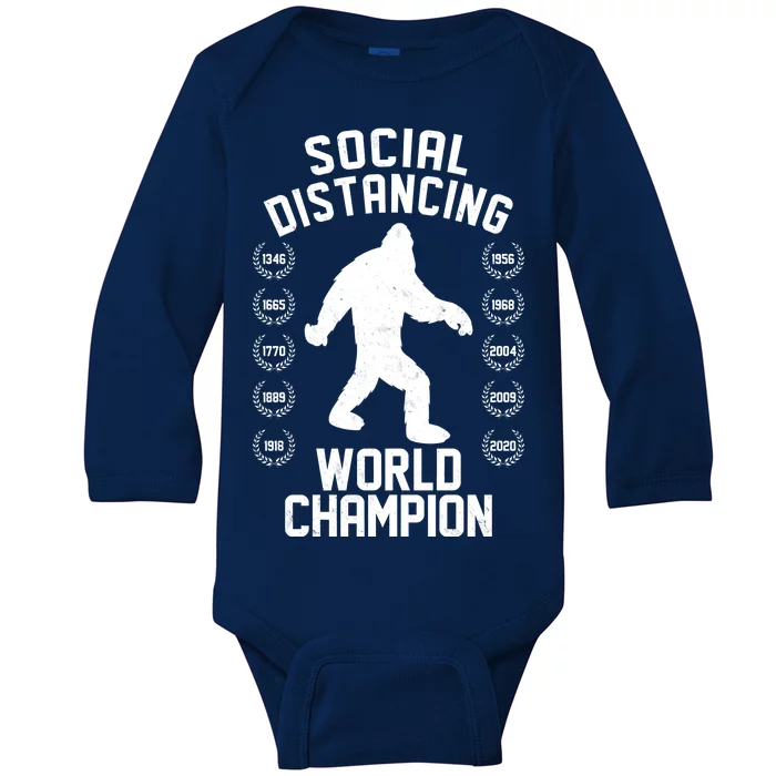 Social Distancing World Champion Sasquatch Baby Long Sleeve Bodysuit