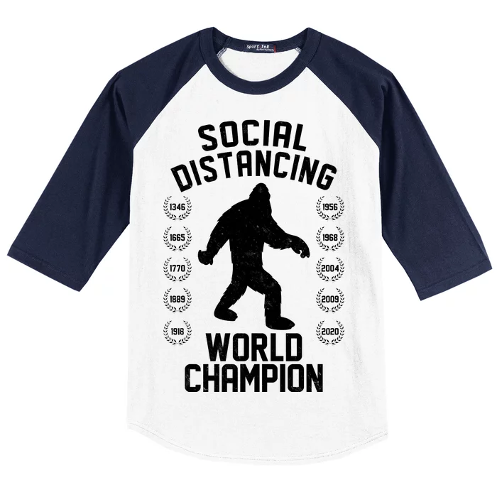 Social Distancing World Champion Sasquatch Baseball Sleeve Shirt