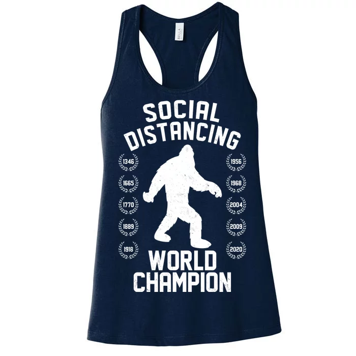 Social Distancing World Champion Sasquatch Women's Racerback Tank