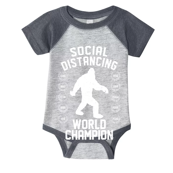 Social Distancing World Champion Sasquatch Infant Baby Jersey Bodysuit