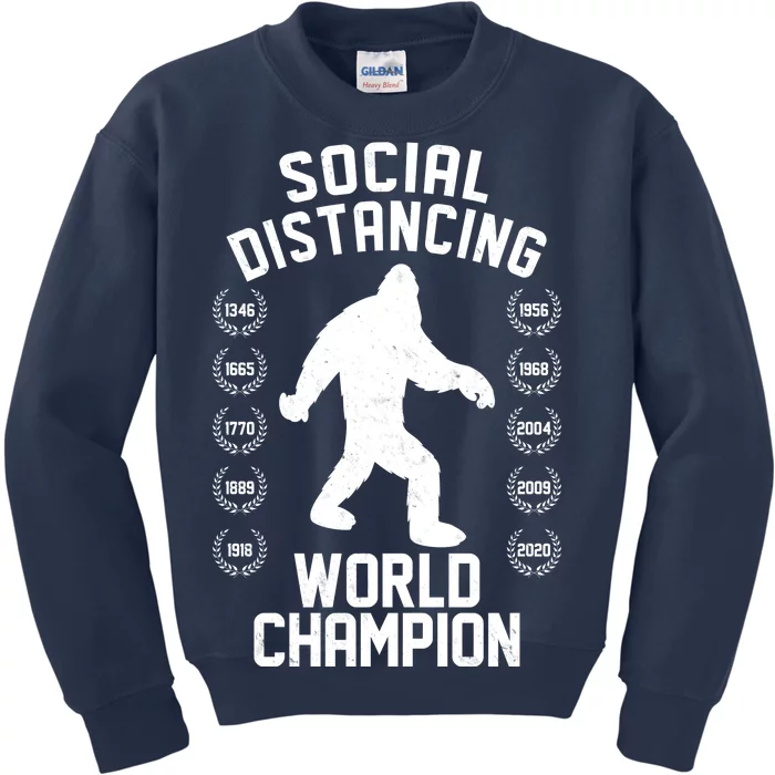 Social Distancing World Champion Sasquatch Kids Sweatshirt