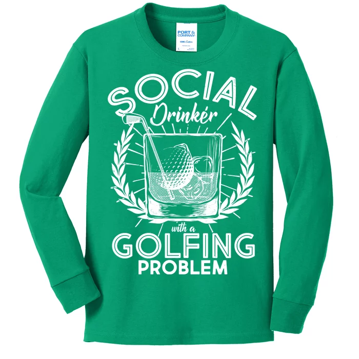 Social Drinker with a Golfing Problem Kids Long Sleeve Shirt