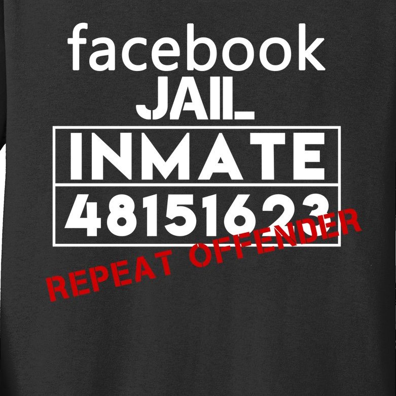 Social Media Jail Inmate Repeat Offender Kids Long Sleeve Shirt