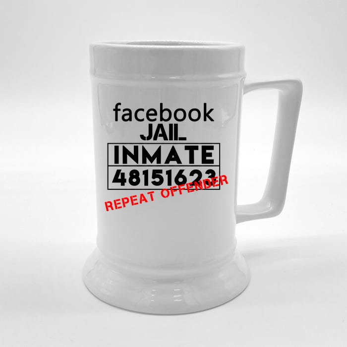 Social Media Jail Inmate Repeat Offender Front & Back Beer Stein