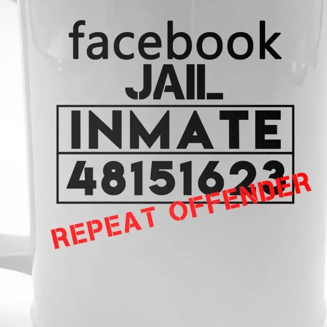 Social Media Jail Inmate Repeat Offender Front & Back Beer Stein