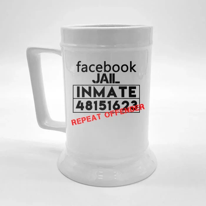 Social Media Jail Inmate Repeat Offender Front & Back Beer Stein