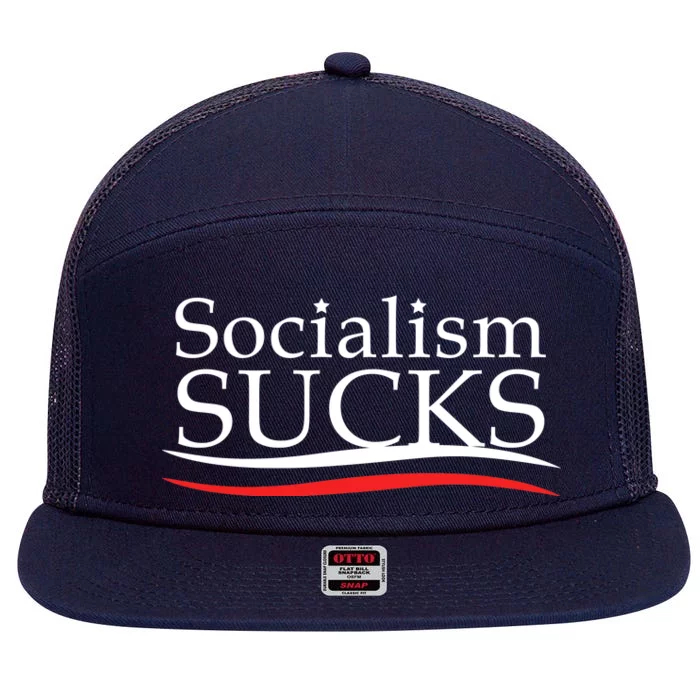 Socialism Sucks 7 Panel Mesh Trucker Snapback Hat