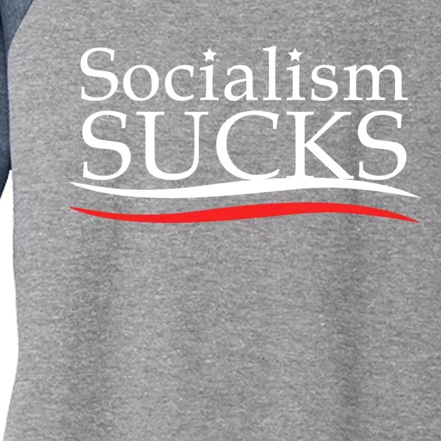 Socialism Sucks Women's Tri-Blend 3/4-Sleeve Raglan Shirt