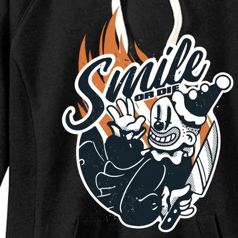 Smile Or Die Scary Clown Halloween Women's Fleece Hoodie