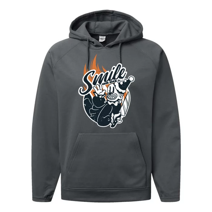 Smile Or Die Scary Clown Halloween Performance Fleece Hoodie