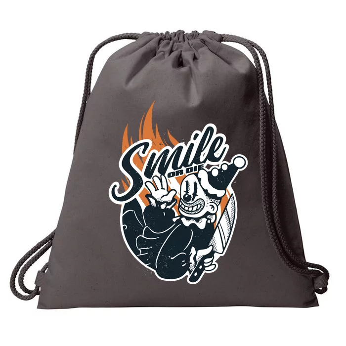 Smile Or Die Scary Clown Halloween Drawstring Bag