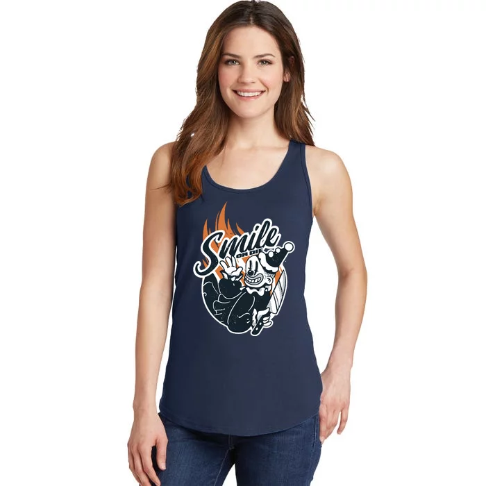 Smile Or Die Scary Clown Halloween Ladies Essential Tank