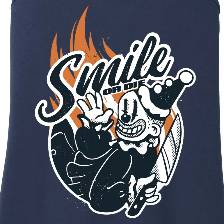 Smile Or Die Scary Clown Halloween Ladies Essential Tank