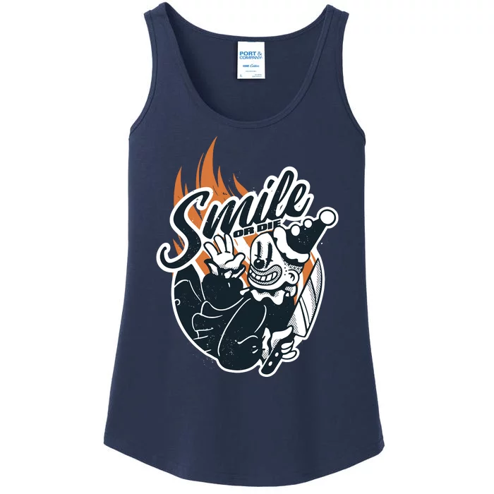 Smile Or Die Scary Clown Halloween Ladies Essential Tank