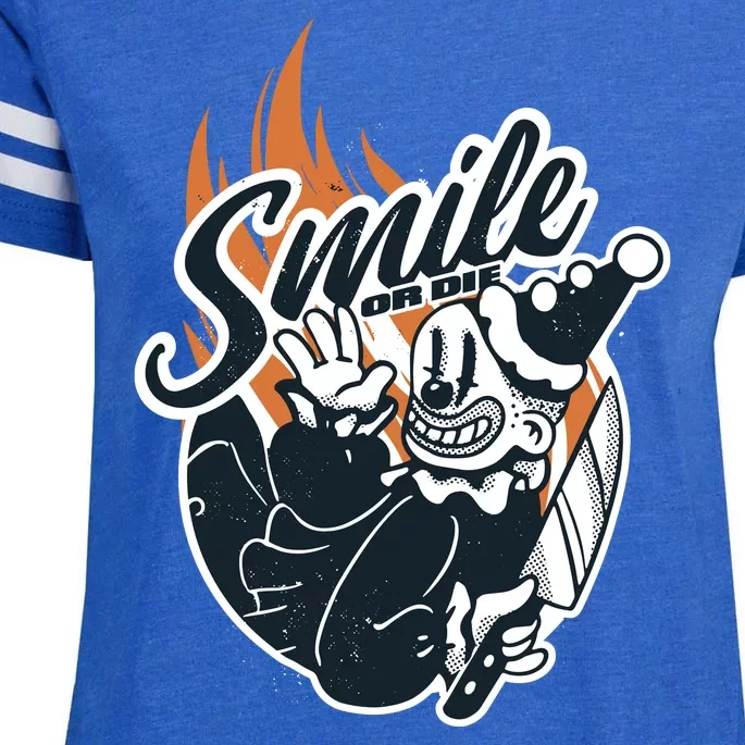 Smile Or Die Scary Clown Halloween Enza Ladies Jersey Football T-Shirt