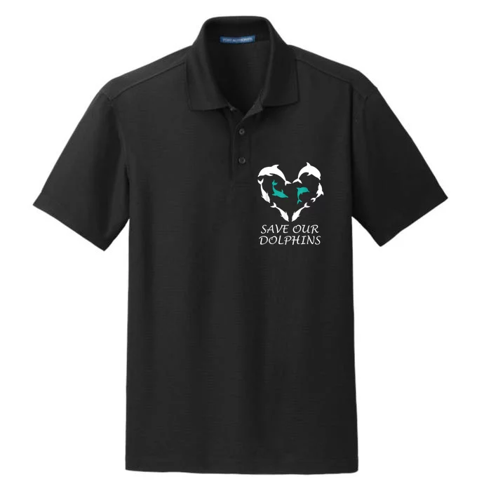 Save Our Dolphins Heart Dolphin Rights Island Love Dolphin Dry Zone Grid Performance Polo