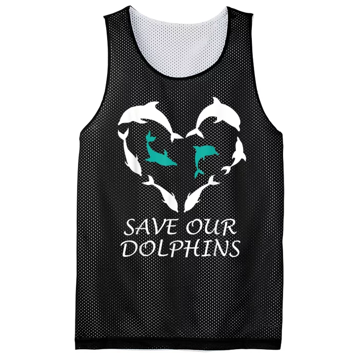 Save Our Dolphins Heart Dolphin Rights Island Love Dolphin Mesh Reversible Basketball Jersey Tank