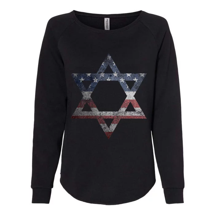 Star Of David Jews Jewish Gifts Usa American Flag Womens California Wash Sweatshirt