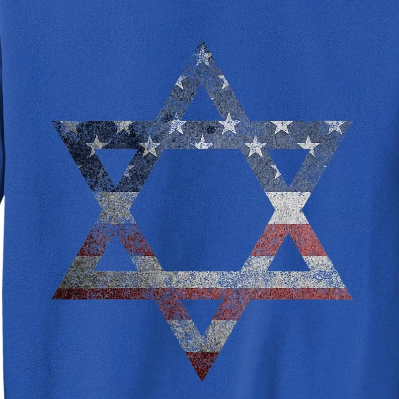 Star Of David Jews Jewish Gifts Usa American Flag Tall Sweatshirt