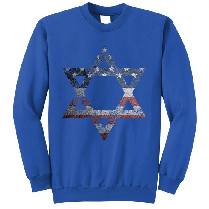 Star Of David Jews Jewish Gifts Usa American Flag Tall Sweatshirt