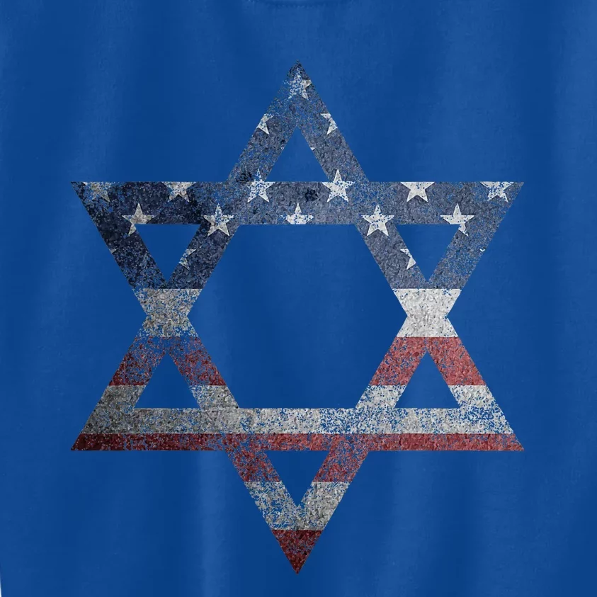 Star Of David Jews Jewish Gifts Usa American Flag Kids Sweatshirt