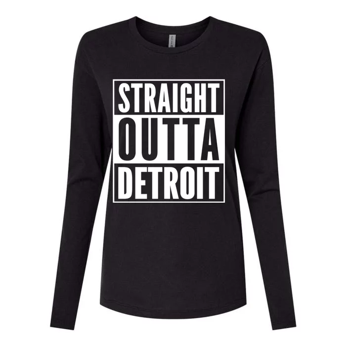 Straight Outta Detroit Vintage Detroit Souvenir Outfit Womens Cotton Relaxed Long Sleeve T-Shirt